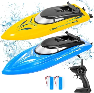 - 10km/h 2.4G Remote Control Boats for Kids soda fee cry projection Thailand and Adults$ Fast RC Boats with 4 Rechargeable Batteries (Blue Yellow) 2-Pack High-Speed RC Boats for Pools and Lakes 