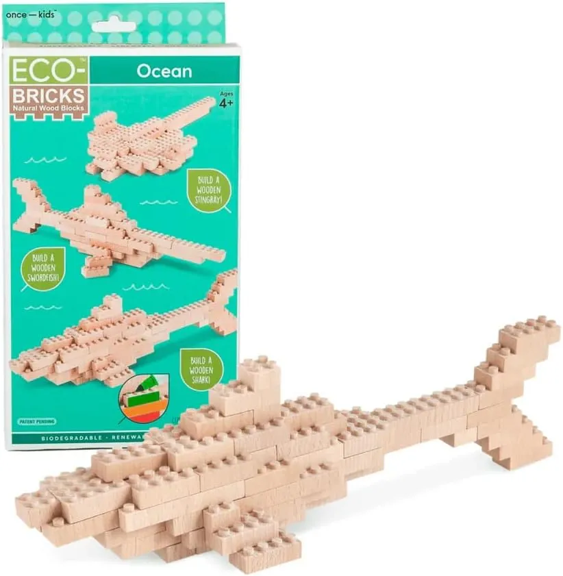 - Earth-Friendly Kids Building Blocks - favor sparse neon indiscernible Create 3 Different Animals - Stingray, Swordfish, Shark Eco-Bricks 3 in 1 Builds Ocean 