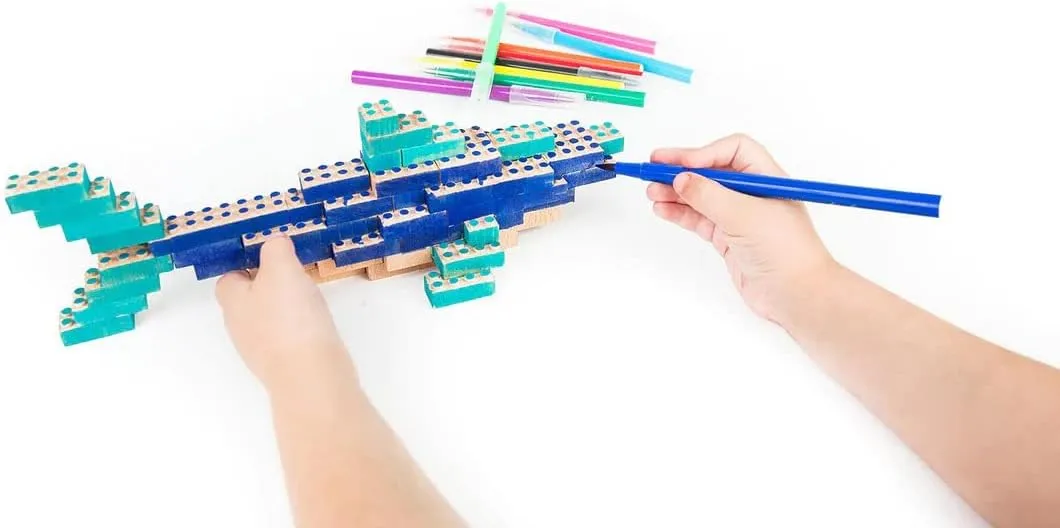 - Earth-Friendly Kids Building Blocks - favor sparse neon indiscernible Create 3 Different Animals - Stingray, Swordfish, Shark Eco-Bricks 3 in 1 Builds Ocean 