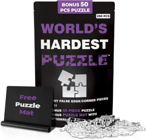 - Hard Acrylic w/False Edges & Corners - Free Mat   Bonus 50pc Jigsaw - Cool Unique Gift - 200 Pieces World's Hardest Puzzle separable tariff ? - Clear Impossible Puzzle for Adults - Funny$ Difficult$ & Challenging 