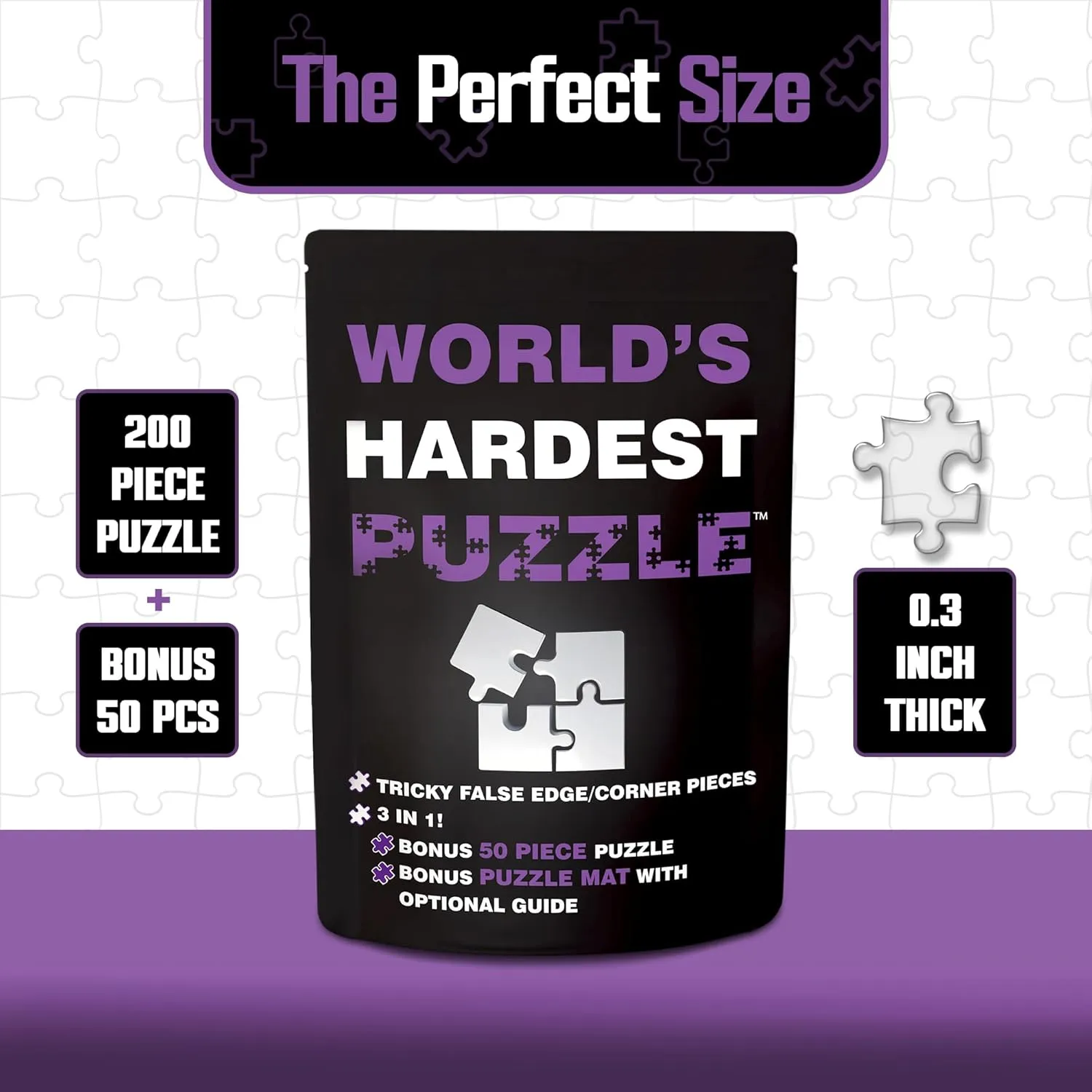 - Hard Acrylic w/False Edges & Corners - Free Mat   Bonus 50pc Jigsaw - Cool Unique Gift - 200 Pieces World's Hardest Puzzle separable tariff ? - Clear Impossible Puzzle for Adults - Funny$ Difficult$ & Challenging 