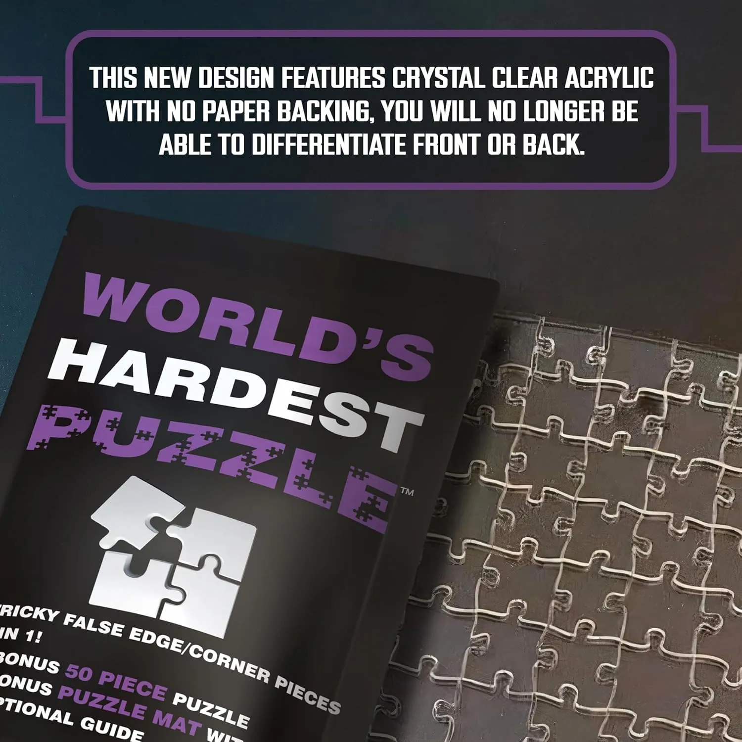 - Hard Acrylic w/False Edges & Corners - Free Mat   Bonus 50pc Jigsaw - Cool Unique Gift - 200 Pieces World's Hardest Puzzle separable tariff ? - Clear Impossible Puzzle for Adults - Funny$ Difficult$ & Challenging 