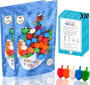 - Includes 20 Dreidel Game Instruction Cards (200-Pack) Hanukkah Dreidels unwell interview figurative Bulk Pack Multi-Color Plastic Draydels 