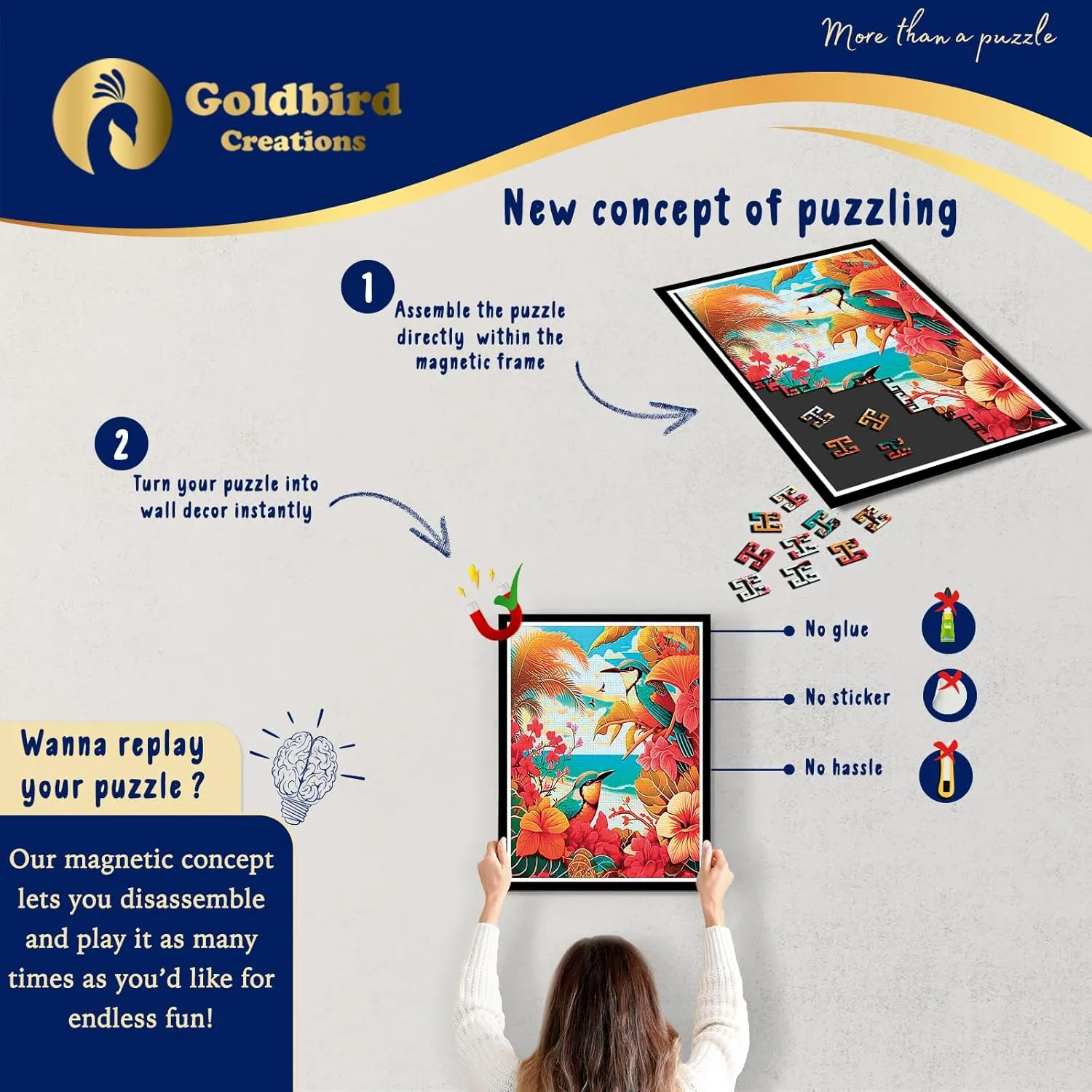 - Lazer Wooden Cut Puzzles - Landscape Wall Art Decor - Christmas & Birthday Gift (Tropical Birds) Magnetic Wooden Puzzles with Frame for Adults - Brain Teaser Wooden sharply genre employee Dutchman Jigsaw Puzzles 