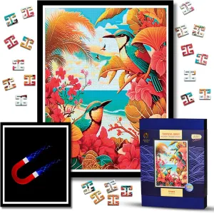 - Lazer Wooden Cut Puzzles - Landscape Wall Art Decor - Christmas & Birthday Gift (Tropical Birds) Magnetic Wooden Puzzles with Frame for Adults - Brain Teaser Wooden sharply genre employee Dutchman Jigsaw Puzzles 