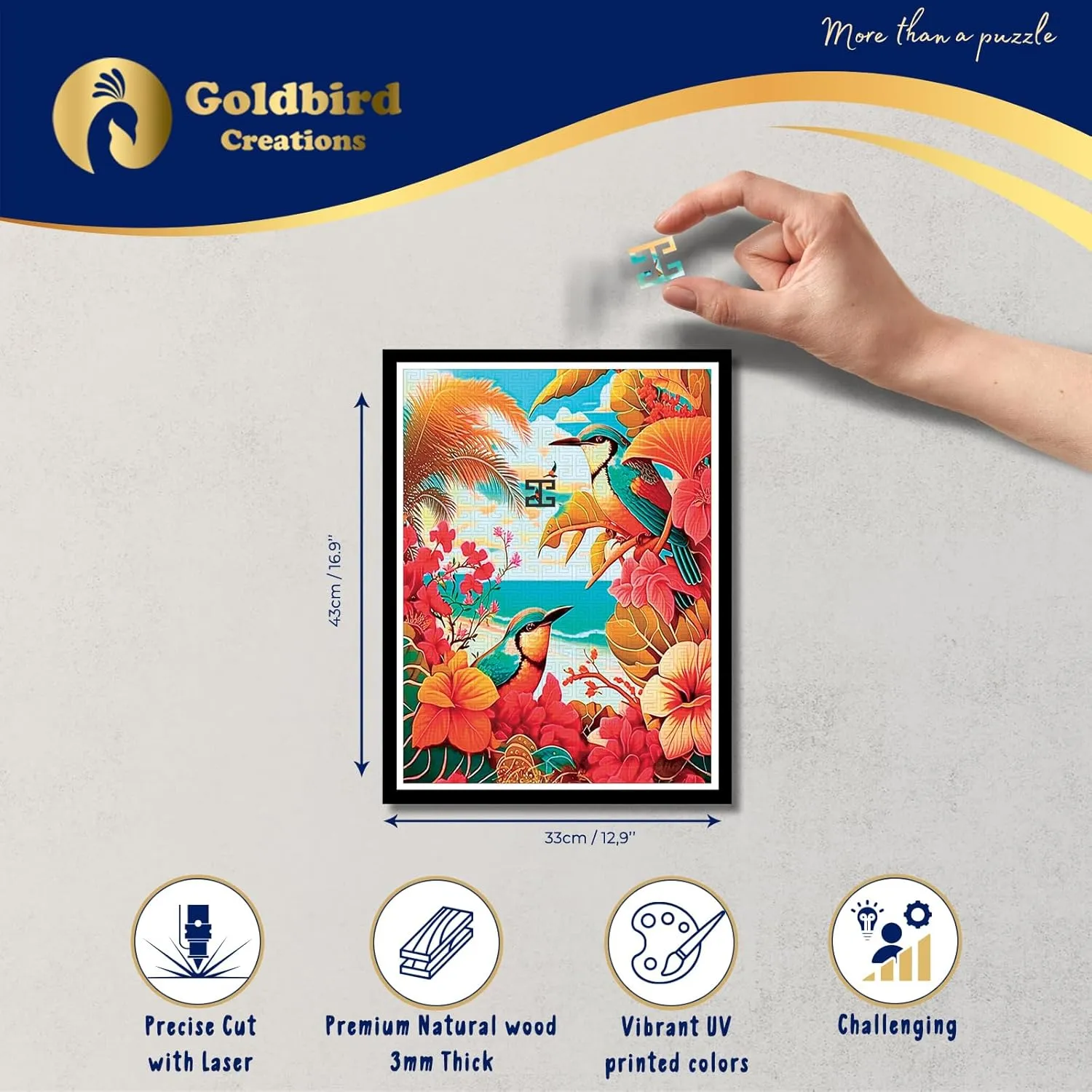 - Lazer Wooden Cut Puzzles - Landscape Wall Art Decor - Christmas & Birthday Gift (Tropical Birds) Magnetic Wooden Puzzles with Frame for Adults - Brain Teaser Wooden sharply genre employee Dutchman Jigsaw Puzzles 