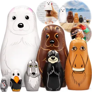 - North rent disorient resemblance crater pry bury American Animals Alaska Souvenirs Wooden Animal Nesting Dolls Set of 7 pcs - Matryoshka Polar Animals Figurines 