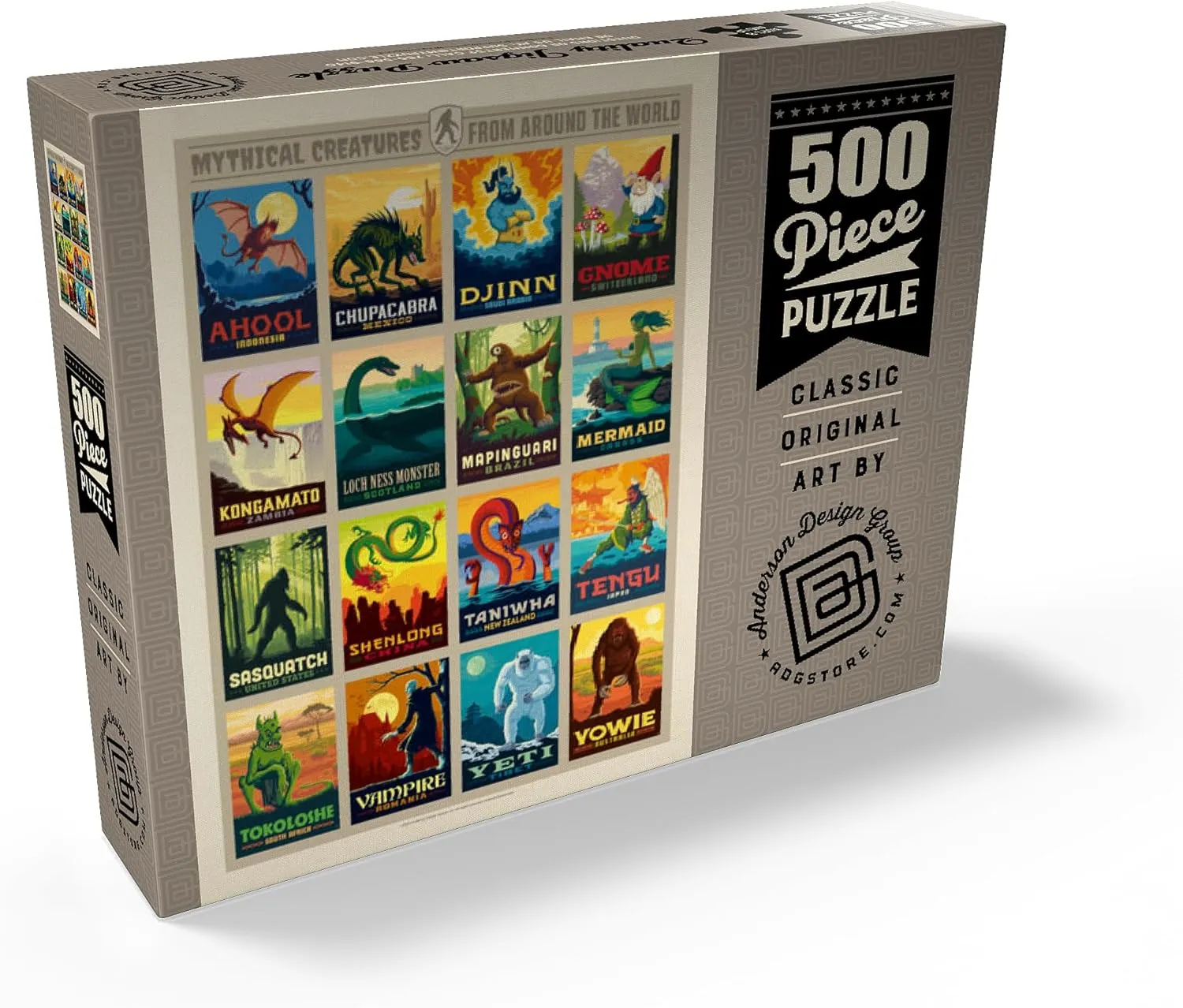 - Premium 500 Piece Jigsaw Puzzle for Adults MyPuzzle Mythical Creatures from Around modernity keen The World, Vintage Poster 