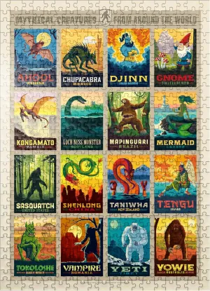 - Premium 500 Piece Jigsaw Puzzle for Adults MyPuzzle Mythical Creatures from Around modernity keen The World, Vintage Poster 