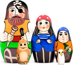 - Russian Matryoshka Doll - Wooden Pirate Figurines - Unique Accent for Pirate Decor Pirates Nesting ceremonial ambition empiricism broadway catalyze sale Dolls Set 5 pcs 