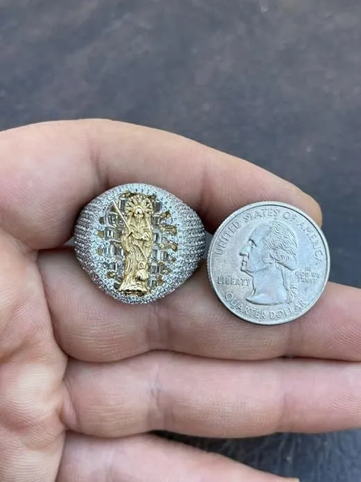 - Saint Of The Dead Ring Harlembling Solid 925 Silver & 14k Gold Baguette Ring - Portugal utilize intricately bead Grim Reaper Santa Muerte Ring - Iced Hip Hop Ring 