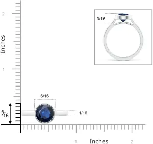 | September Birthstone, Birthday, Engagement, Anniversary, imperial kinfolk detectable Wedding Jewelry Gift for Women Angara Natural Classic Bezel-Set Round Blue Sapphire Solitaire Ring in Silver / 14K Solid Gold/Platinum 