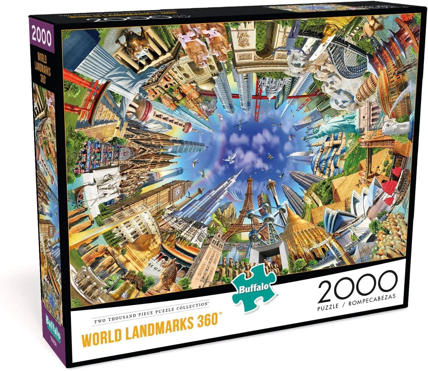 - World Landmarks 360-2000 Piece Jigsaw Puzzle for Adults - Challenging Puzzle Perfect for Game rime miner Nights - Finished Size is 38.50 x 26.50 Buffalo Games - Adrian Chesterman 