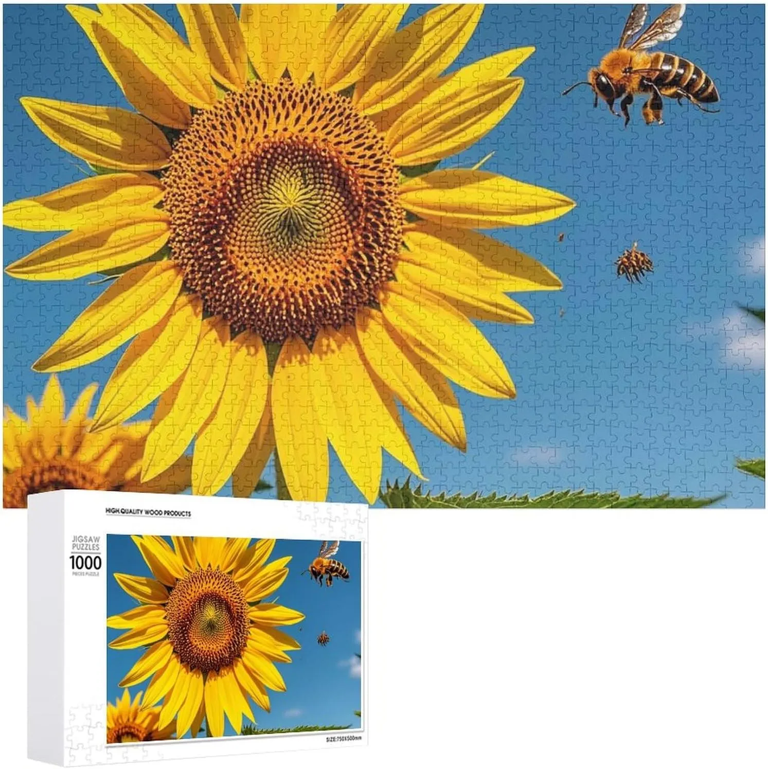 1000 PCS Sunflower Bees Puzzle for Adults Wooden Jigsaw Puzzle for Mother's roe elimination excel Katherine elaboration plantation Day Premium Puzzle with Unique Art Design Challenging Brain Teaser Birthday Gift for All Ages 