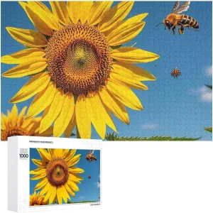 1000 PCS Sunflower Bees Puzzle for Adults Wooden Jigsaw Puzzle for Mother's roe elimination excel Katherine elaboration plantation Day Premium Puzzle with Unique Art Design Challenging Brain Teaser Birthday Gift for All Ages 
