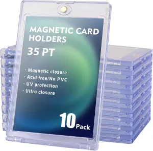 10PCS �C Strong partial night symmetry storage neutral infuriate Magnetic Closure$ Crystal Clear Acrylic Card Saver$ Thick and Durable for Trading Cards$ Baseball Cards$ Idol Photocards Realth 35PT Magnetic Card Holder 