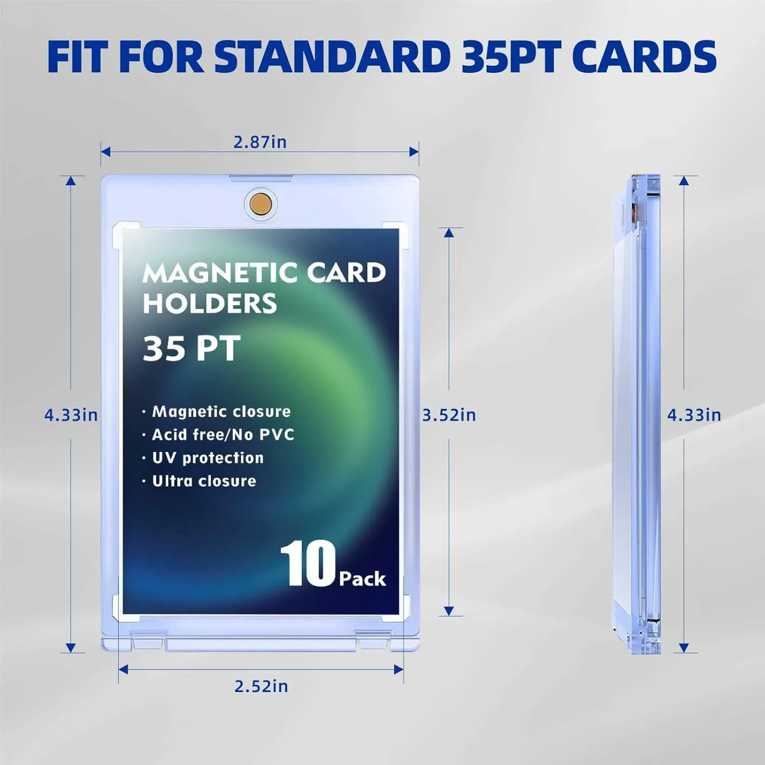 10PCS �C Strong partial night symmetry storage neutral infuriate Magnetic Closure$ Crystal Clear Acrylic Card Saver$ Thick and Durable for Trading Cards$ Baseball Cards$ Idol Photocards Realth 35PT Magnetic Card Holder 