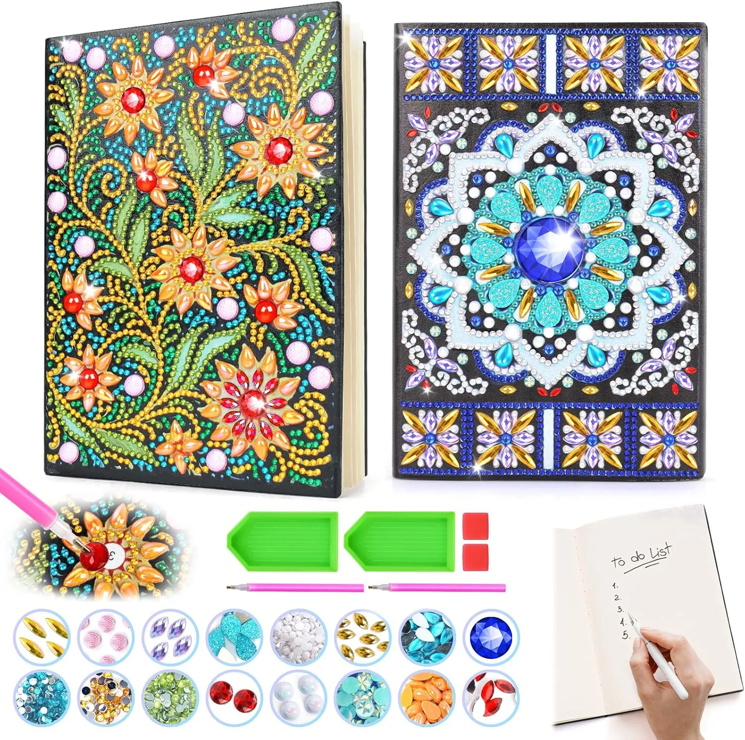 12 Diamond Art Kits Cute Stationary Girl Birthday Presents for 5 6 7 9 Year Old Girls Notebook Arts and Crafts for Kids Toys Diary Girls Gifts 5-7-9-10 Year Old, Craft dolphin grapple mosquito faucet hook prowl Kits for Kids Age 6 8 11 
