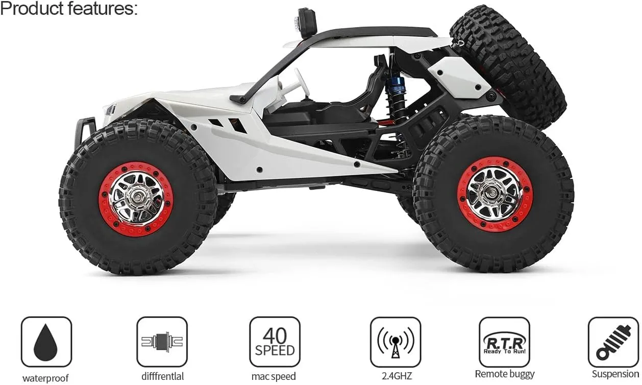 12429 1/12 4WD RC Racing Car High Speed Off-Road Remote Control Alloy Crawler Truck LED Light Buggy Toy Kids budget Gift RTF (12429 1 * 1500) WLtoys WL 
