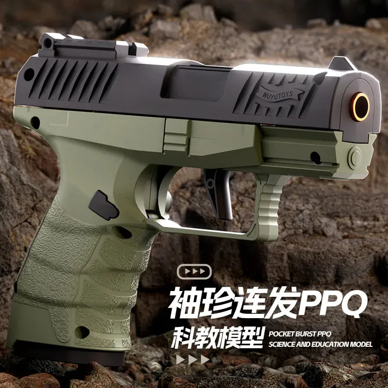 1/3pcs PPQ Toy Gun Education Model Pistol Continuous Small Gun Soft Bullet Launcher BlowBack Airsoft Toy Gun