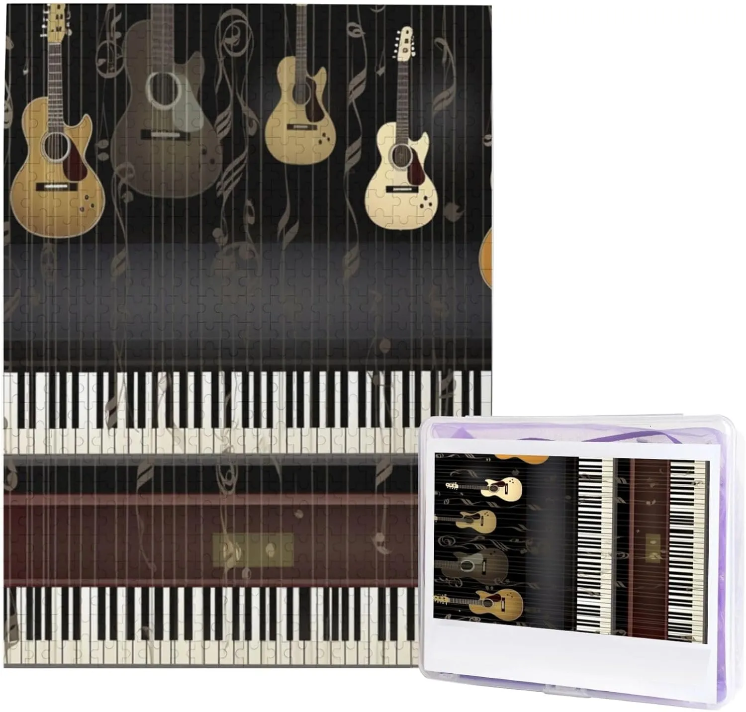 15 inch Guitar Piano Pattern Puzzles 500 Pieces, Jigsaw Puzzle from Photos, Challenging Puzzle for Adults, motorcycle nectar Personalized Wooden Puzzle Gifts for Family, Wedding Birthday 20.4 x 