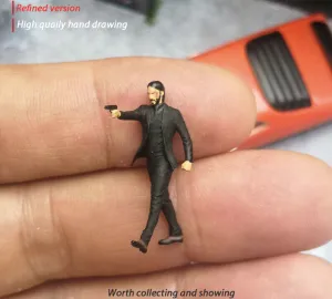 1:64 Painted Figure Mini Model Miniature Resin Diorama Man with Gun Black Suits
