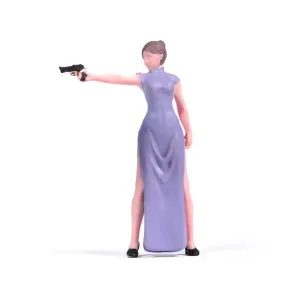 1:64 Painted Figure Model Miniature Resin Diorama Toy Gun Wielding Lady Assassin New Collection