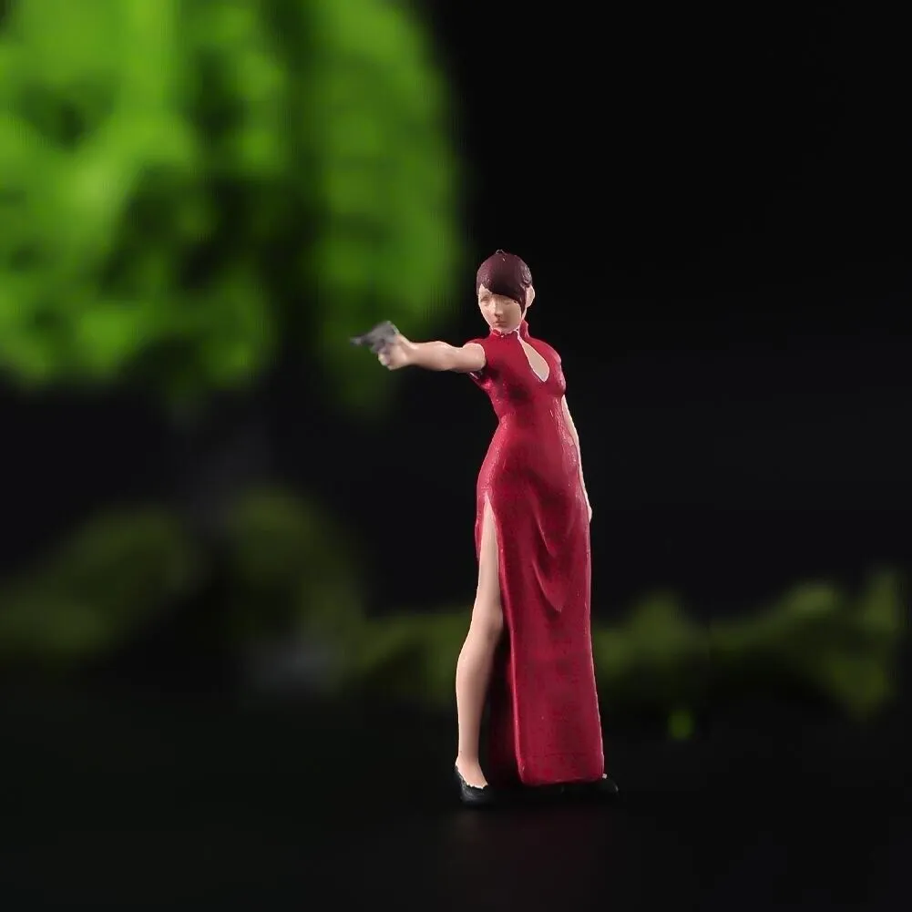 1:64 Painted Unpainted Figure Model Miniature Resin Diorama Sand Chipao Lady Gun New
