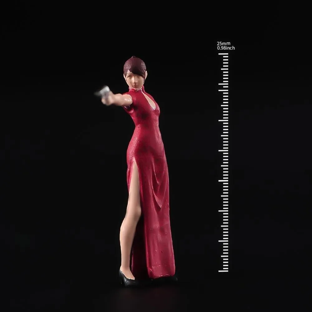 1:64 Painted Unpainted Figure Model Miniature Resin Diorama Sand Chipao Lady Gun New