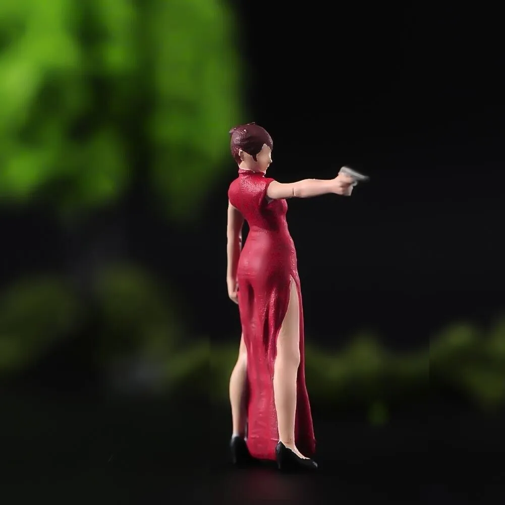 1:64 Painted Unpainted Figure Model Miniature Resin Diorama Sand Chipao Lady Gun New