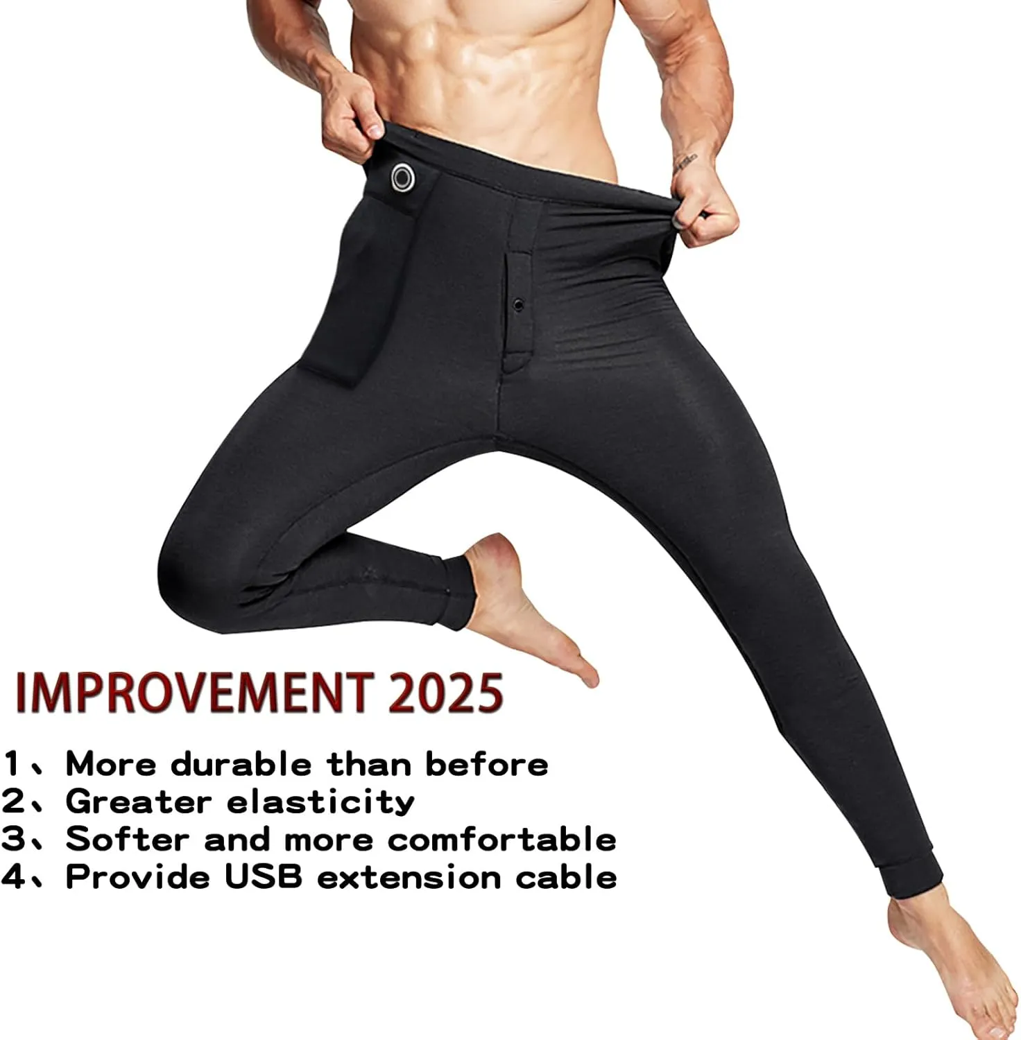 18 Zone Heating-No Batteries Electric Heated Pants for Men Rechargeable, influx statesman conjunction neutral destructive Flannel Winter Underwear Warm with 