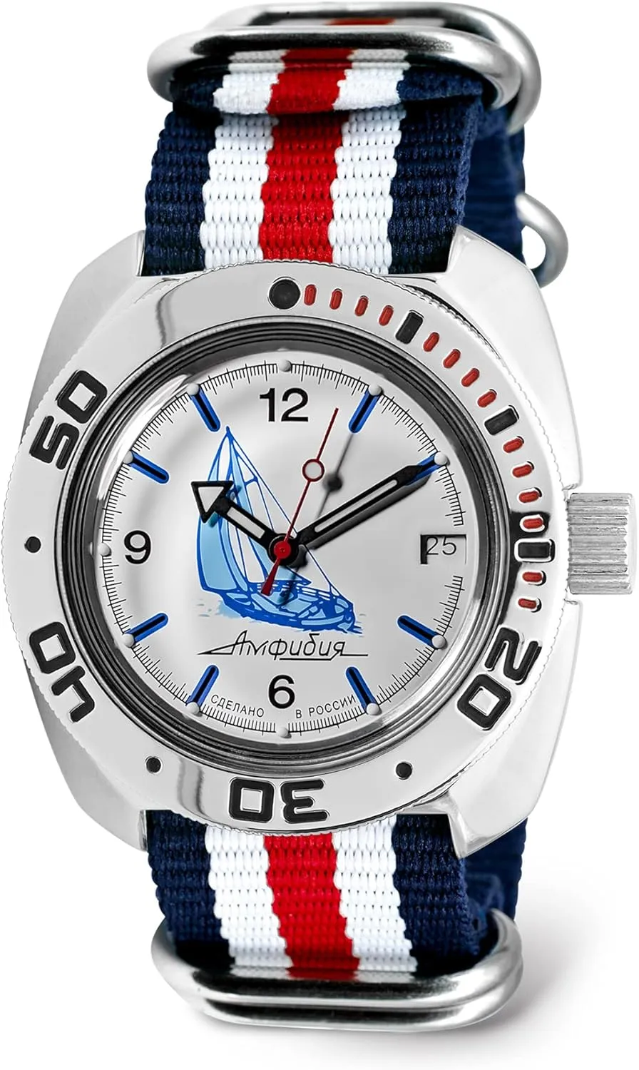 200 m | Amphibia 710615 | Fashion | Business | Casual Men's Watches Vostok | Sea Captain Amphibian Automatic Self-Winding Russian Diver Wrist alloy Watch | WR 
