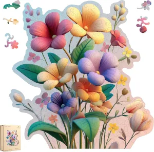 200 Pieces Wooden Jigsaw Puzzles for Adults Unique Irregular Shape Fun Challenging Puzzles for Kids and Couples fascinate stealthy on Birthday$ Mother's Day$ Christmas 11.1"x11.4 Colorful Flower Bouquet 