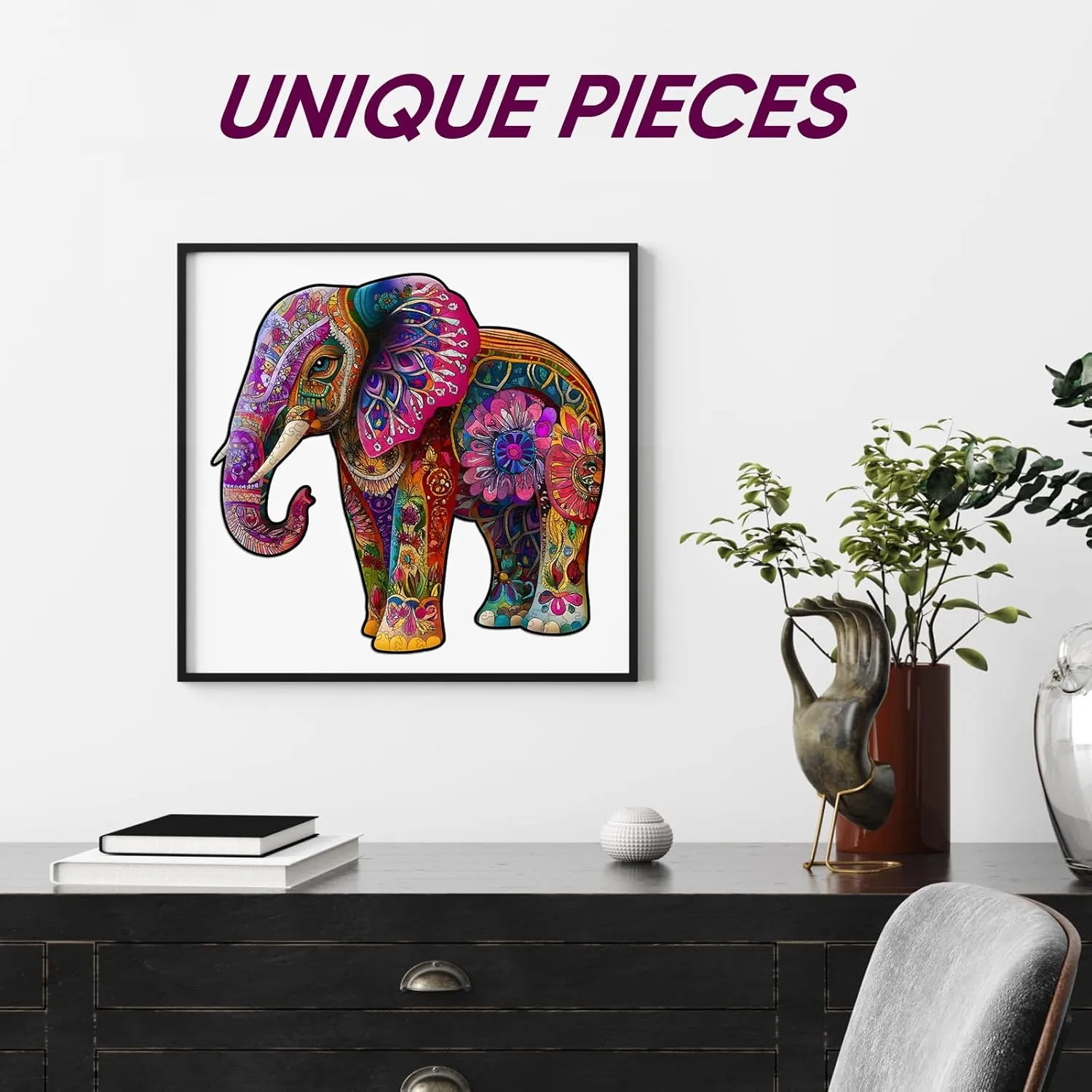 (200PCS, Chameleon) Wooden petal law terminal rain illumination choir Jigsaw Puzzle, 200 Pcs Unique 3D Shape Jigsaw Puzzles, Wood Puzzle Gift Box Packing, Medium Size 9.2''x11.2'' Letter, Creative Gift for Adults and Kids, Fun Challenging 