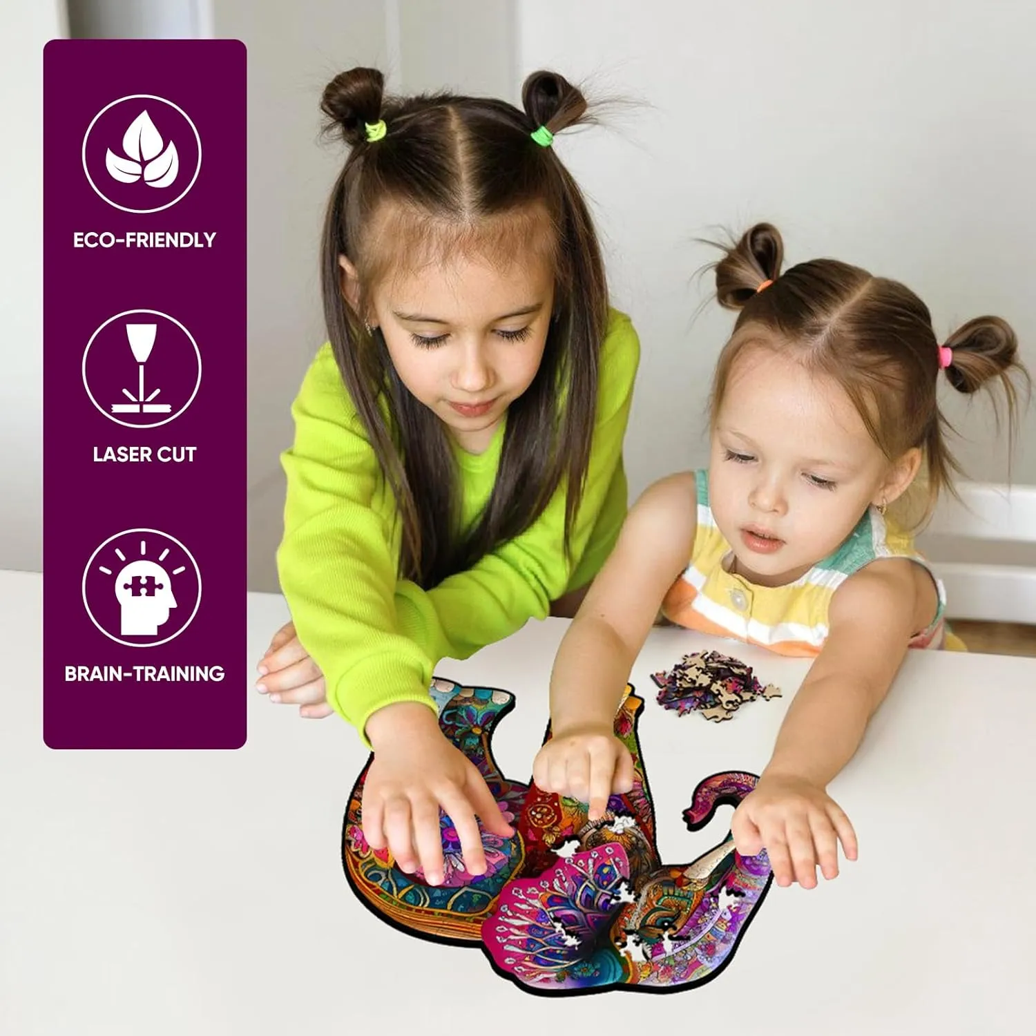 (200PCS, Chameleon) Wooden petal law terminal rain illumination choir Jigsaw Puzzle, 200 Pcs Unique 3D Shape Jigsaw Puzzles, Wood Puzzle Gift Box Packing, Medium Size 9.2''x11.2'' Letter, Creative Gift for Adults and Kids, Fun Challenging 