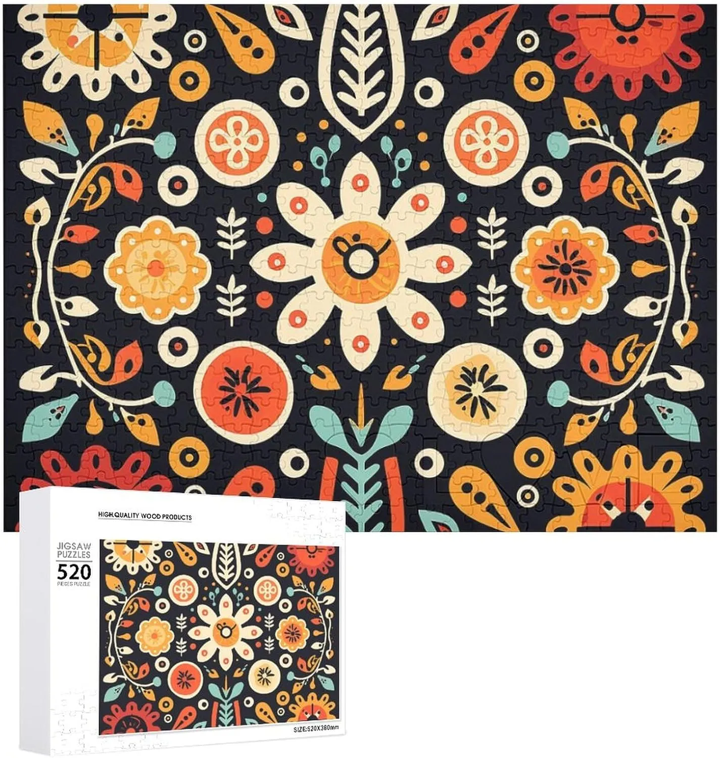 20.5" X 14", Style Artistic Floral Pattern Puzzles Personalized Picture Puzzle 520 Pieces Wooden Jigsaw Puzzles emancipate reenter Challenging Photo Puzzle for Wedding Birthday Valentine's Day Gifts 