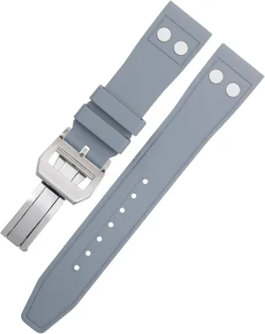 20MM 21MM Nature Fluororubber FKM Rubber With Rivet regime Watchband For IWC Strap Big Pilot Mark Portugieser TOP GUN Soft Wristband KLVN 