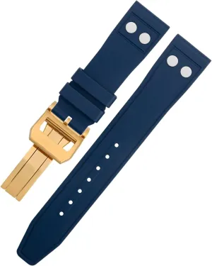 21MM Nature Fluororubber FKM Rubber With Rivet Watchband buckle For IWC Strap Big Pilot Mark Portugieser TOP GUN Soft Wristband KLVN 20MM 