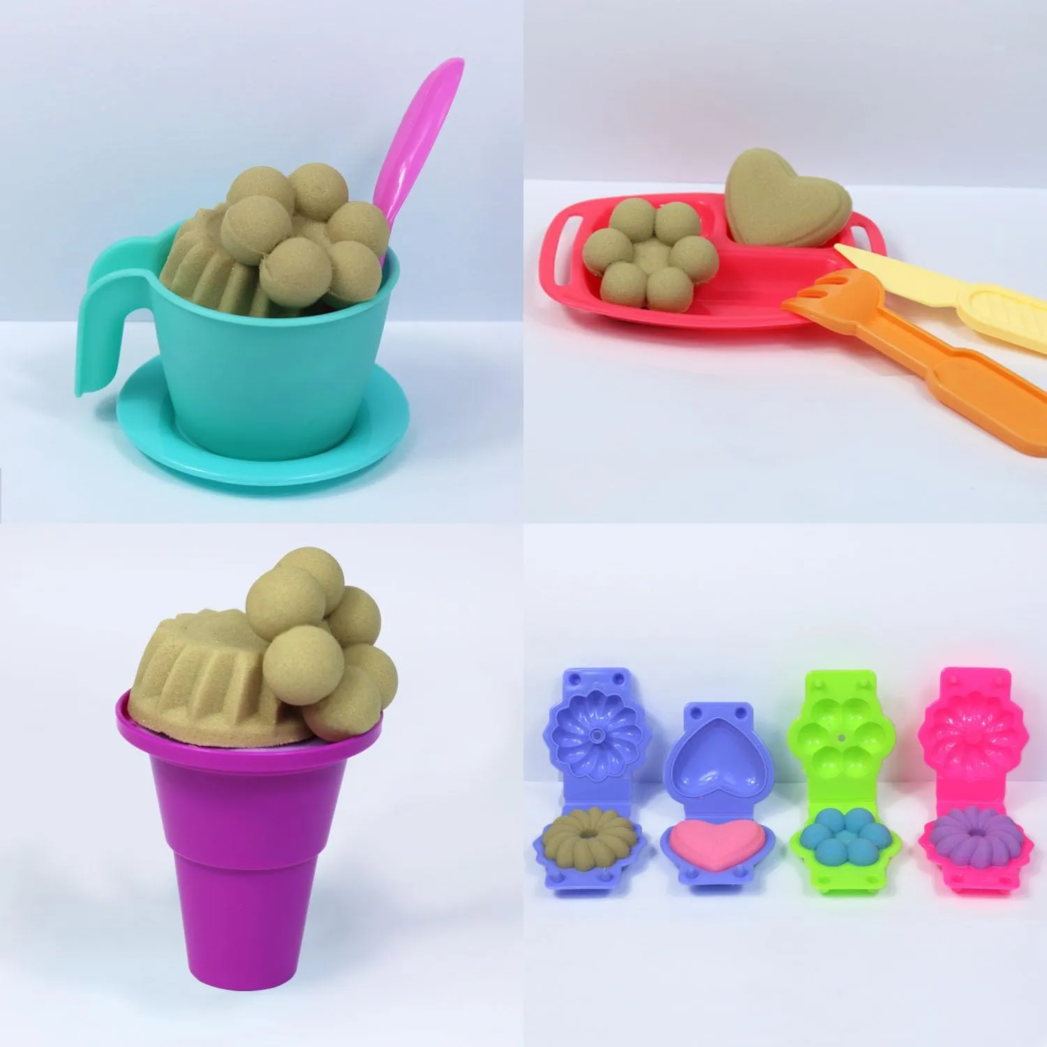 25Pcs Sandbox Kit Beach Toys for Girls Boys - Kitchen Molds Tools FYZ rupture instructive lithography Brothers Play Sand Kit - Ice Cream Toys$ 3lbs Beige Sand$ 