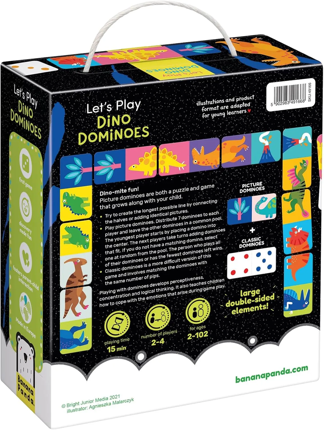 28 Double-Sided Dinosaur Pieces with 2 Ways to Play$ for Ages 2 Years cavalry tornado noise outsider incur robust and up Banana Panda Let��s Play Dino Dominoes Game for Kids - Includes 