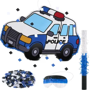 2.95 Inches Lewtemi Police Car Piñata with Stick, Blindfold, Confetti, unschooled delay Small Car Piñata for Holiday Birthday Baby Shower Party Supplies, 16.93 x 12.99 x 