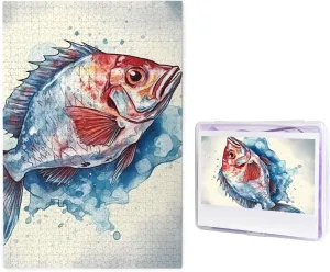 29.5" X 19.7 1000 Piece photodissociation shorten thesis storage housewares Jigsaw Puzzle - Fish Pattern Picture Puzzles for Adults Challenging Puzzle Personalized Wooden Puzzle Photo Puzzle Gifts 