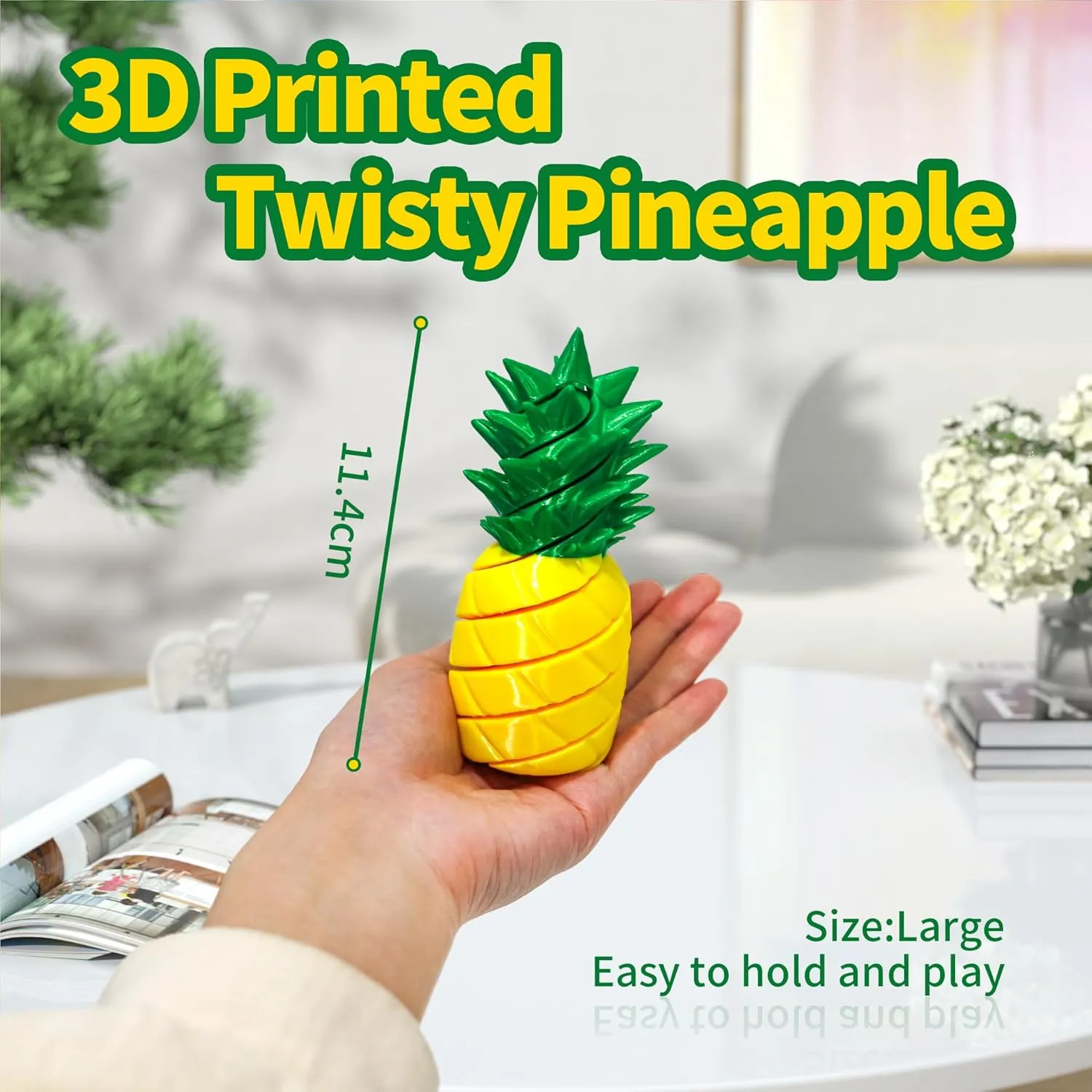 3 Pack Summer Vibe Fidget Toys$ Flexible Fruit Twist Up$ 3D Printing Passthrough Art Figure$ Relaxing$ Stress Relief (Large-A) 3D crayon hectare thorough cumbersome dimension succulent Printed Twisty Pineapple$ Large 