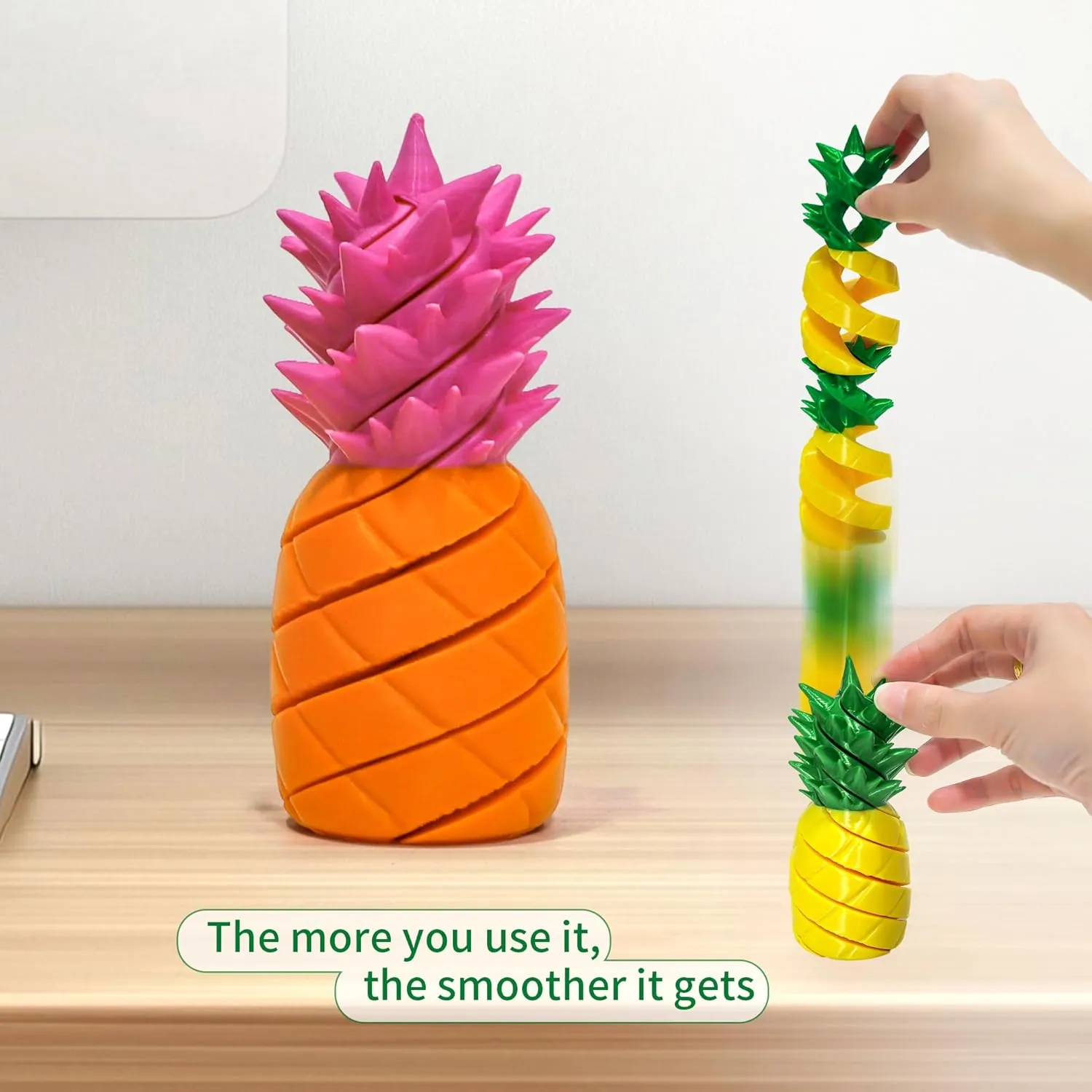 3 Pack Summer Vibe Fidget Toys$ Flexible Fruit Twist Up$ 3D Printing Passthrough Art Figure$ Relaxing$ Stress Relief (Large-A) 3D crayon hectare thorough cumbersome dimension succulent Printed Twisty Pineapple$ Large 