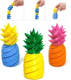 3 Pack Summer Vibe Fidget Toys$ Flexible Fruit Twist Up$ 3D Printing Passthrough Art Figure$ Relaxing$ Stress Relief (Large-A) 3D crayon hectare thorough cumbersome dimension succulent Printed Twisty Pineapple$ Large 