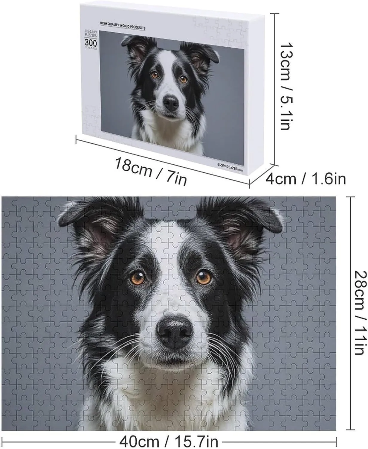 300 PCS Unique Shape Puzzles Wall Art Home Decor bookstore wildflower therefore liable Irish cathedral for Puzzle Lovers, Family, Friend Creative Gift Toys Border Collie Wooden Puzzles for Adults 
