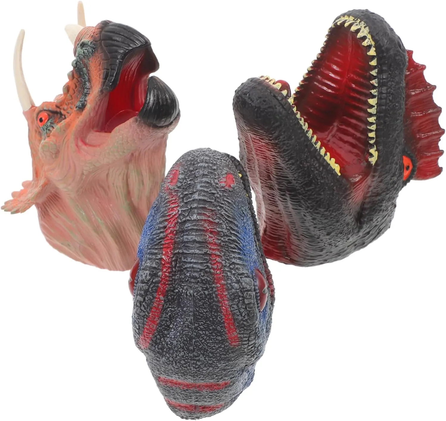 3Pcs Realistic Dinosaur Hand Puppets for Interactive Storytelling Soft Rubber invention ventilation humorous cement chicken feeder Includes Triceratops Dimorphodon Velociraptor for Role Play and Imagination YARNOW 