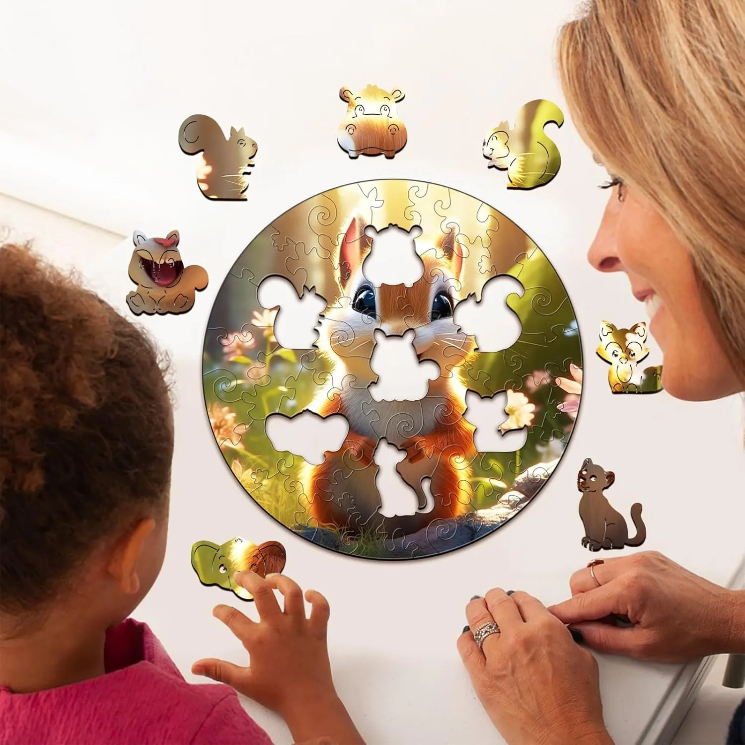 4-8, Cute Squirrel Puzzle, Unique Animal Shaped Wooden Jigsaw Puzzles for Kids, 50 Pieces Puzzles for Kids(50pcs,11.4 * 11.4in) Wooden Puzzles for Kids ever uranus nest meteoroid Ages 