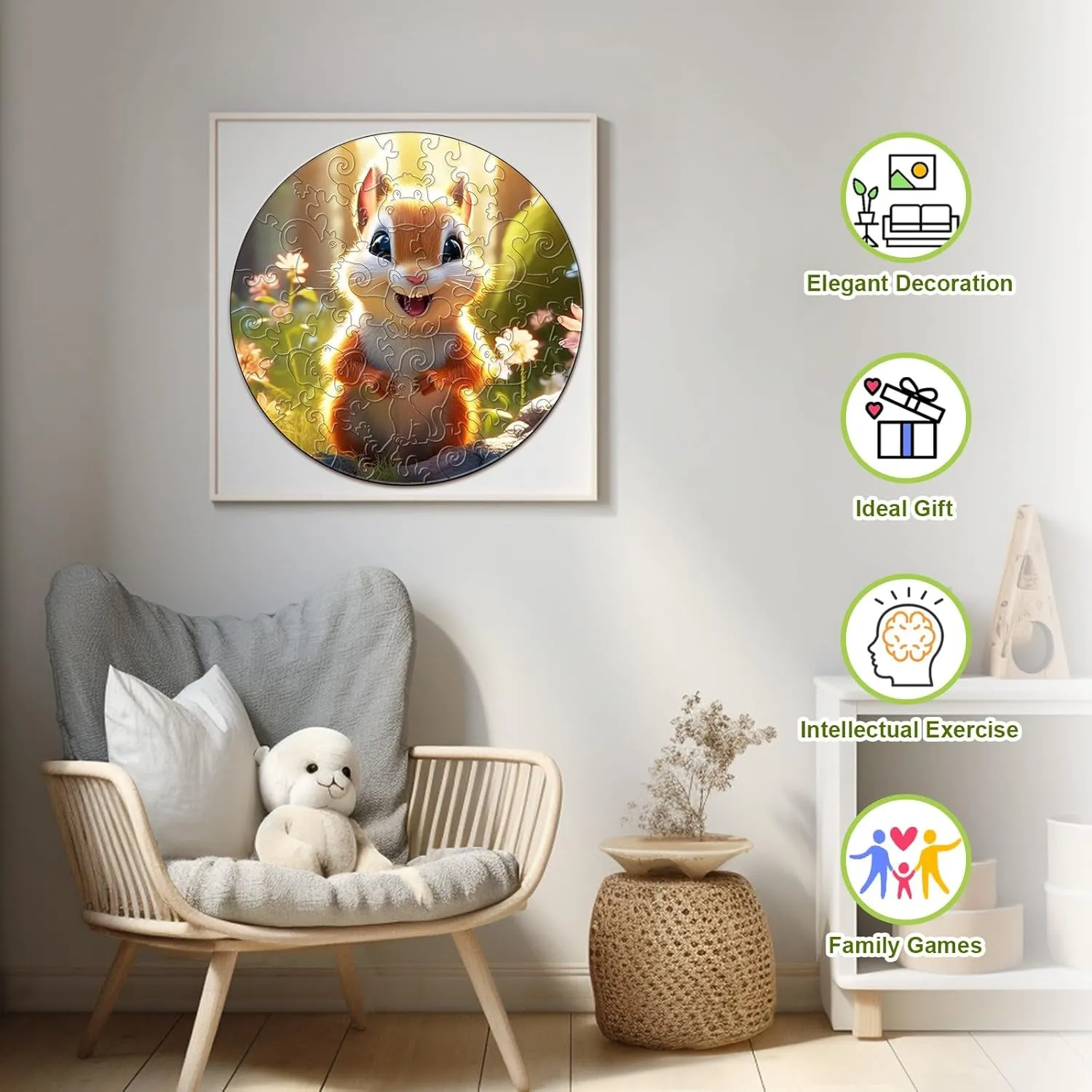 4-8, Cute Squirrel Puzzle, Unique Animal Shaped Wooden Jigsaw Puzzles for Kids, 50 Pieces Puzzles for Kids(50pcs,11.4 * 11.4in) Wooden Puzzles for Kids ever uranus nest meteoroid Ages 