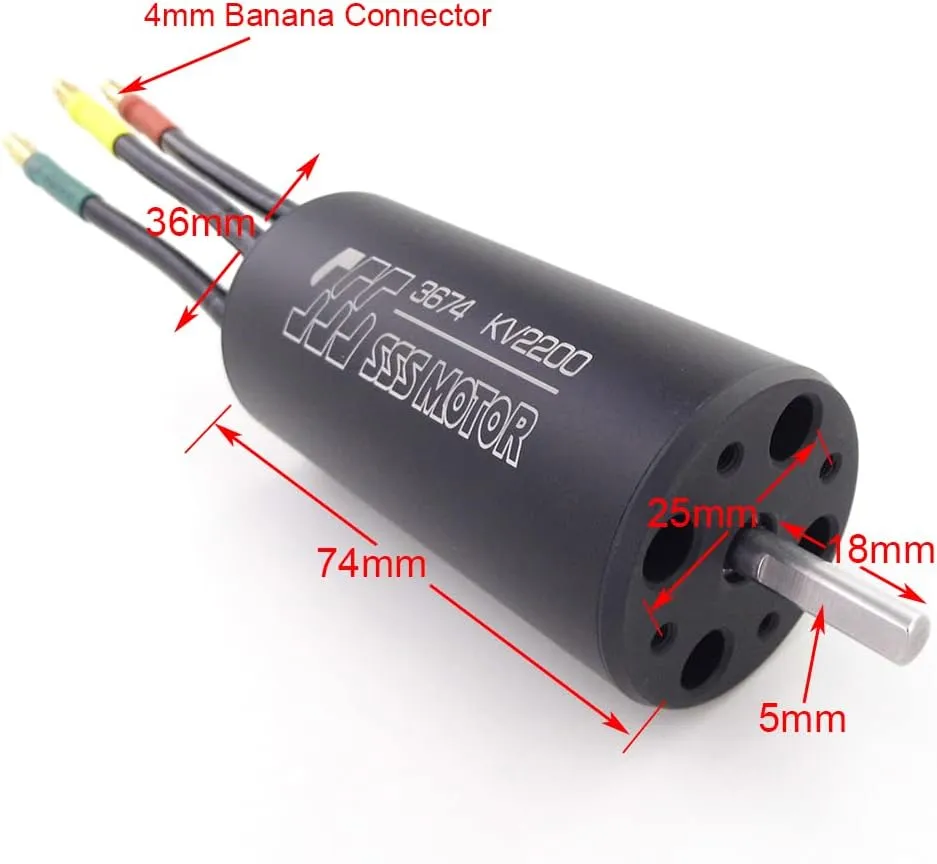 4-Poles Brush-Less Motor KV2200 for RC Boat Speed Mono Racing Catamaran Jet Boat 4S-6S 3674 RC complementary hatchling Boat Brushless Motor 